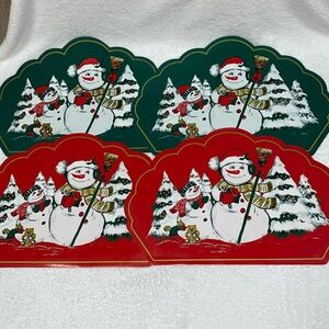Vintage sultans linens vinyl snowman Christmas placemats